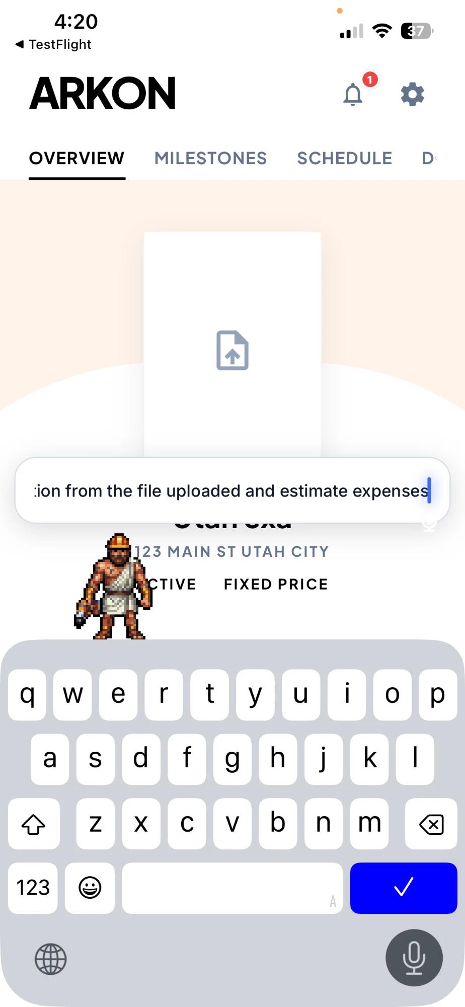 Ask Arkon chatbot prompt in the Arkon app