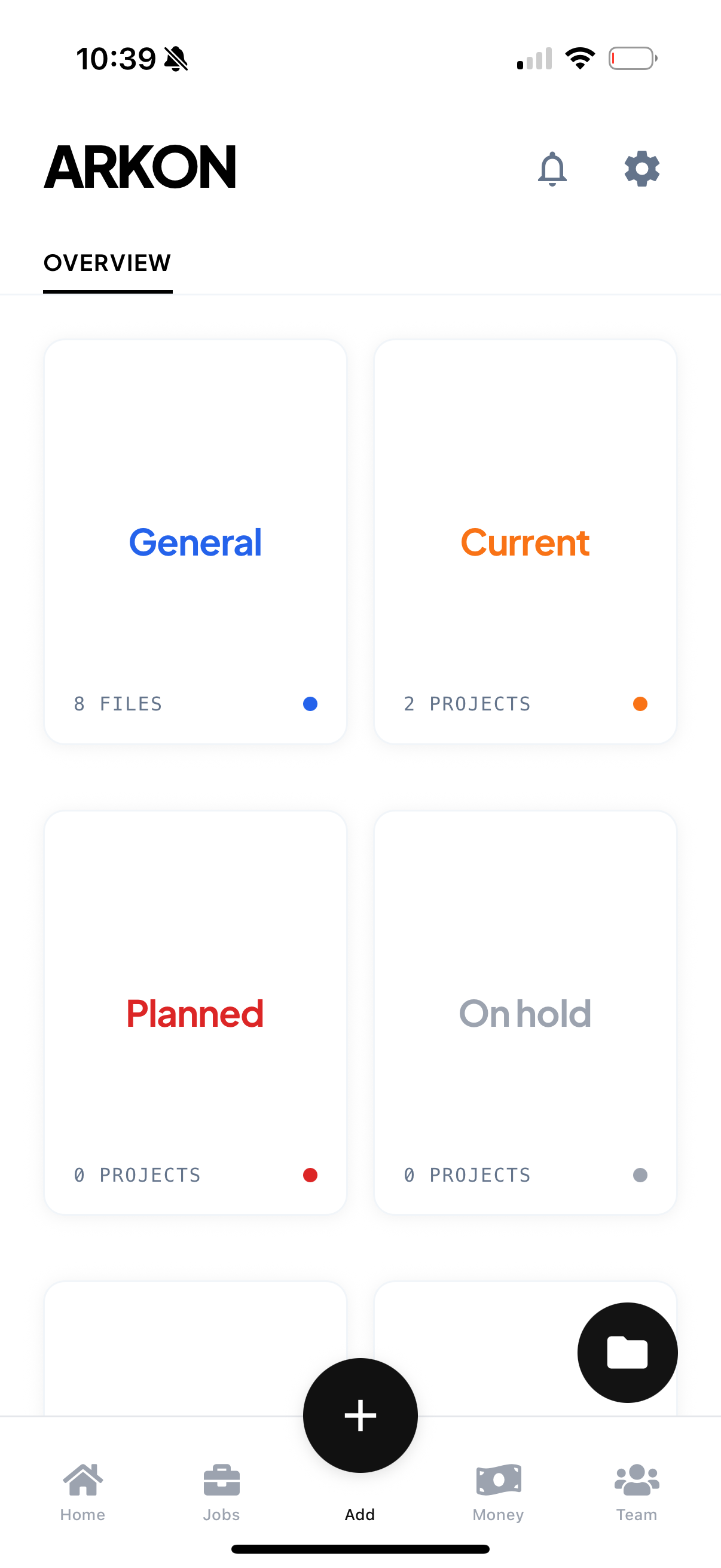 Document categories in the Arkon app